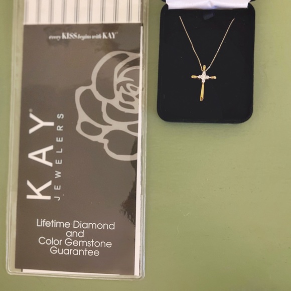 SOLD Diamond Cross Necklace 10k Gold by Kay Jewlers - Picture 3 of 5